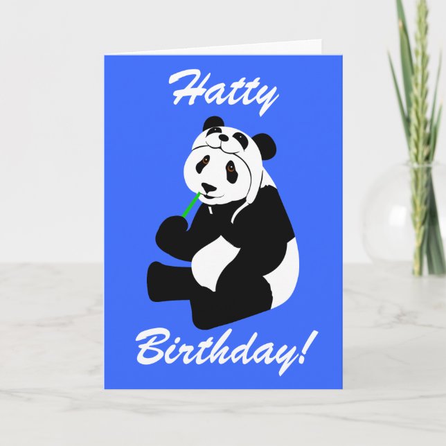 Panda Hat (Geburtstag) Karte (Vorderseite)