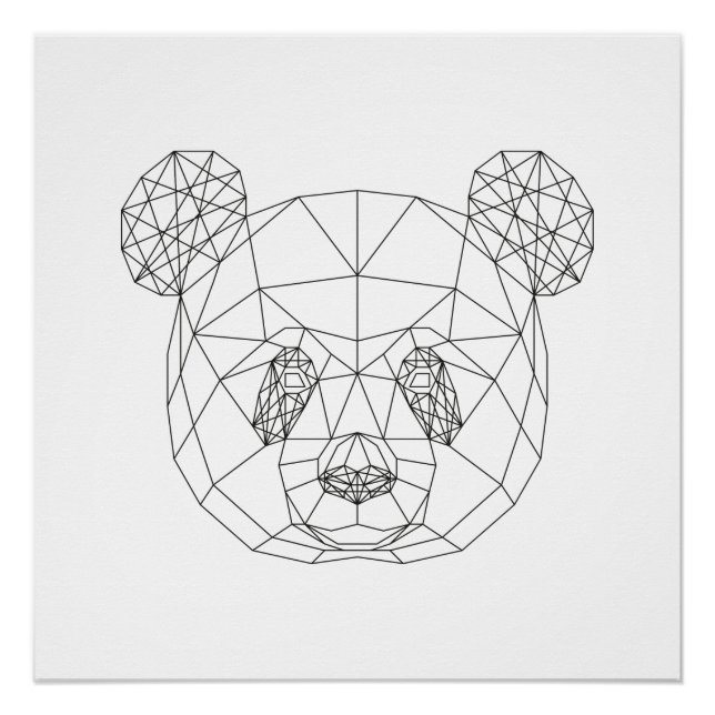 Panda Head Geometric Schwarz-weiß Modern Art Print Poster (Vorderseite)