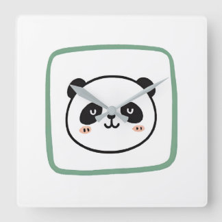 Panda head minimalist graphic icon quadratische wanduhr