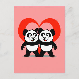 Panda Heart Postkarte