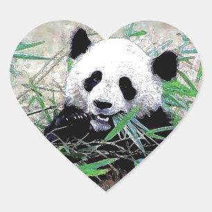 Panda Herz-Aufkleber