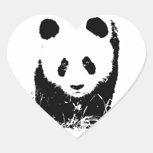 Panda Herz-Aufkleber