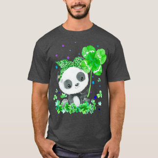 Panda Holding Kleeblatt Stars Niedlich St Patricks T-Shirt
