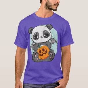 Panda Holding Pumpkin Niedlicher Anime-Bär zu Hall T-Shirt