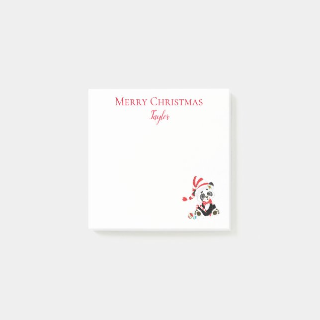 Panda Holiday Merry und Joy Post-it Klebezettel (Vorderseite)