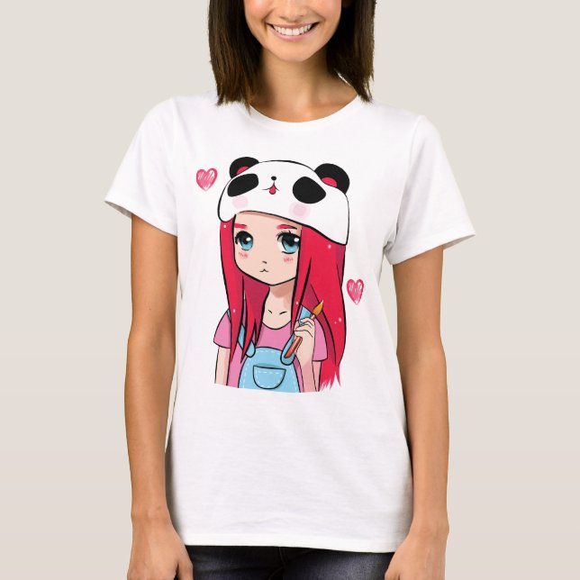 Panda Hugs & Crimson Dreams T-Shirt (Vorderseite)