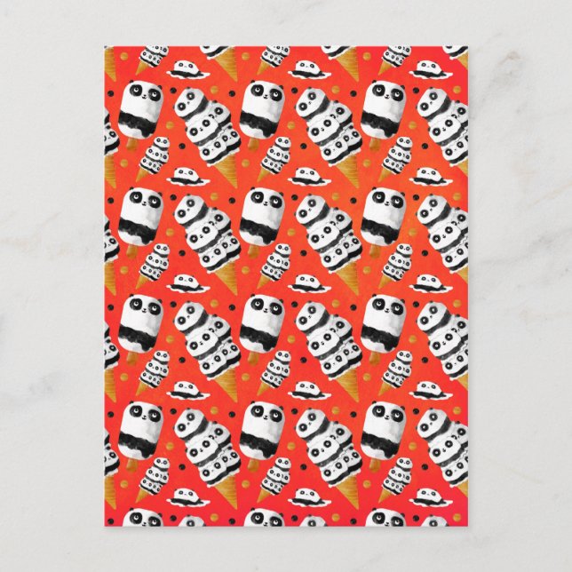 Panda Ice Cream Pattern Postkarte (Vorderseite)