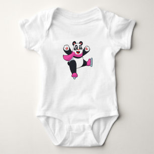 Panda Ice Skaten Ice Skate Baby Strampler