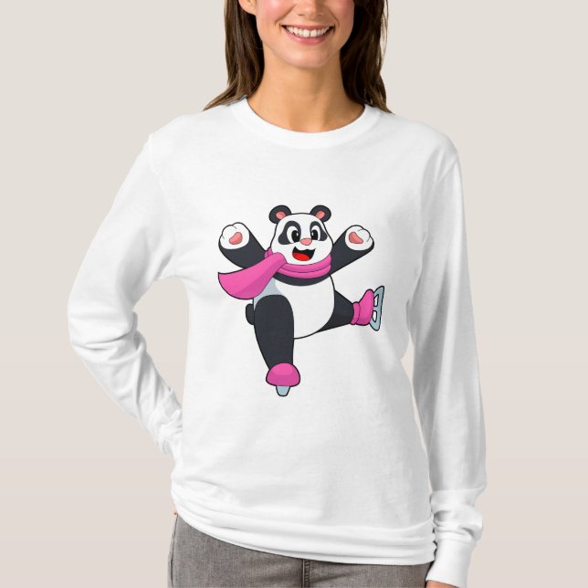 Panda Ice Skaten Ice Skate T-Shirt (Vorderseite)