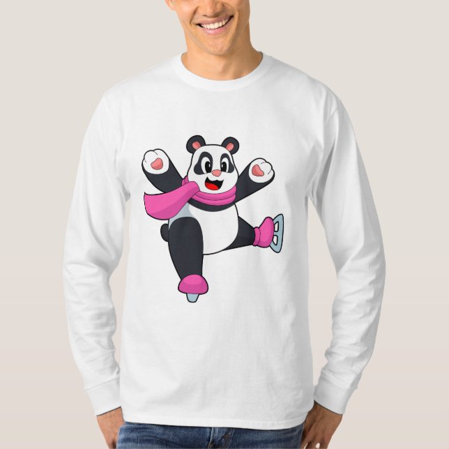 Panda Ice Skaten Ice Skate T-Shirt (Vorderseite)