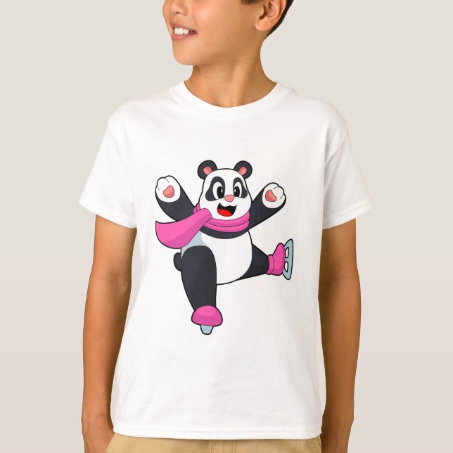 Panda Ice Skaten Ice Skate T-Shirt (Vorderseite)