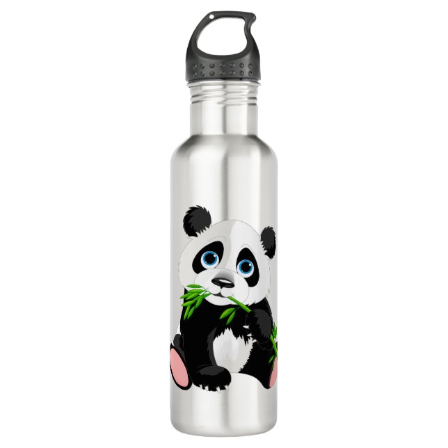 Panda-Illustrationsdesign Edelstahlflasche (Vorderseite)