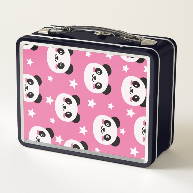 Panda-Illustrationskunstwerk Metall Brotdose (Rückseite)