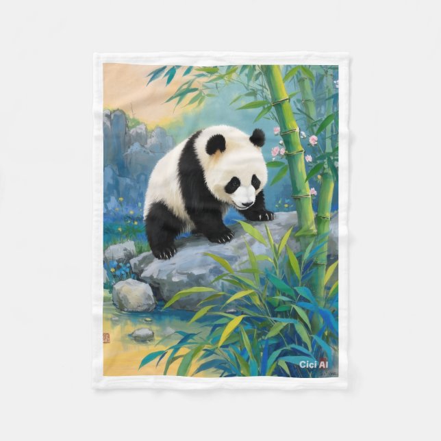 Panda im Bambuswald-Wurf Fleecedecke (Vorderseite)