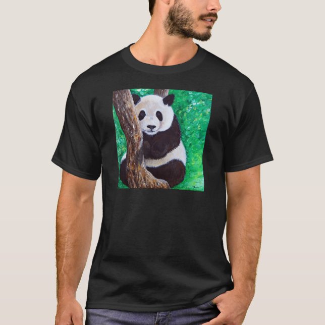 Panda im Baum Gemälde T-Shirt (Vorderseite)