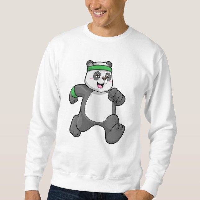 Panda im Joggen mit Headband Sweatshirt (Vorderseite)