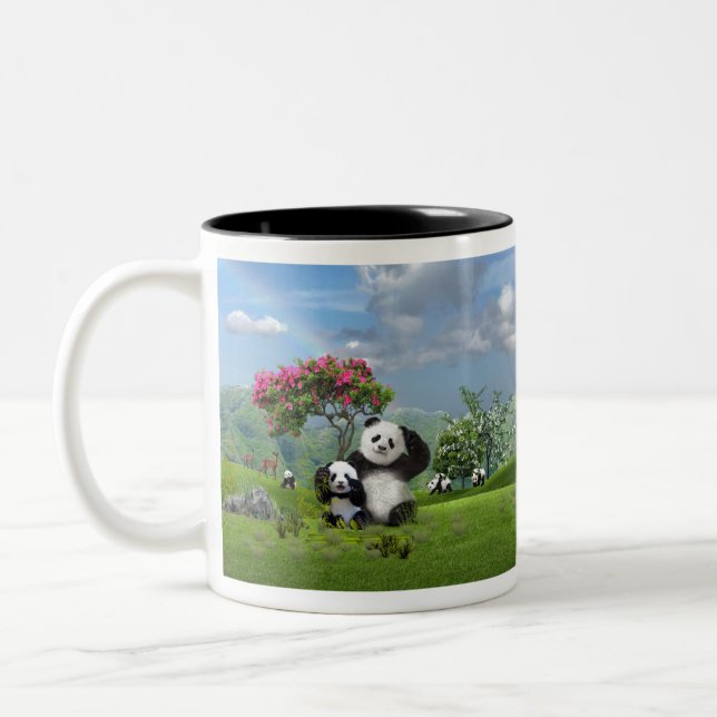 Panda im Paradies Zweifarbige Tasse (Links)