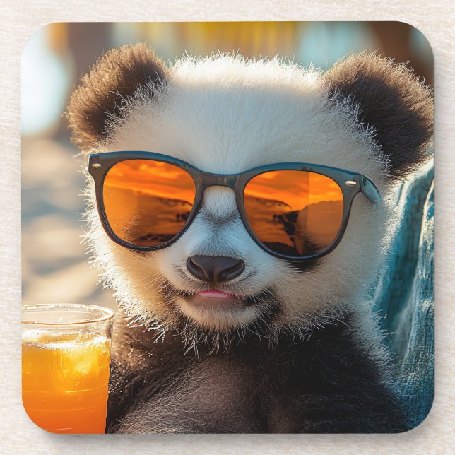 Panda im Relaxmodus Getränkeuntersetzer (Vorderseite)