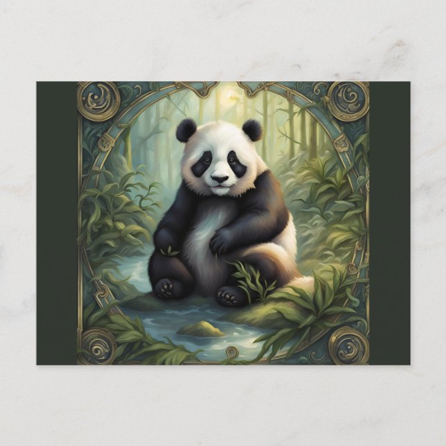 Panda im Wald Postkarte (Vorderseite)