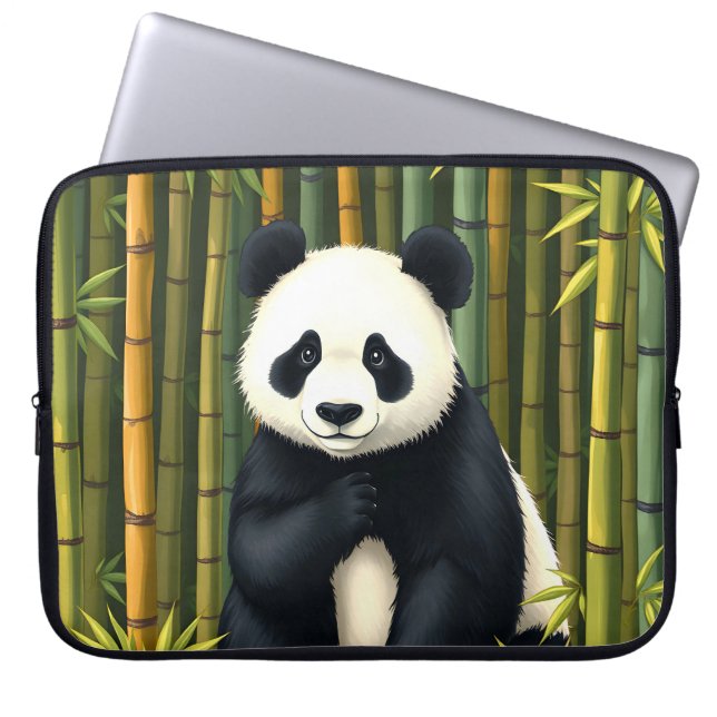 Panda in Bamboo-Wald Laptop Sleeve Case (Vorderseite)