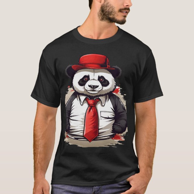 Panda in einem Anzug, der durchbricht T-Shirt (Vorderseite)