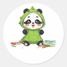 Panda in einem Dinosaurierkostüm