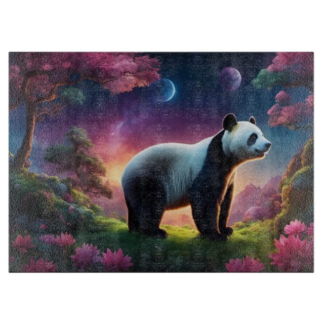 Panda in einem Fantasiegarten Schneidebrett (Vorderseite)