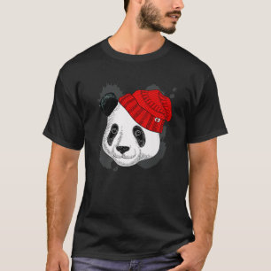 Panda in einem gegossenen Red Hat - Funny Panda - T-Shirt