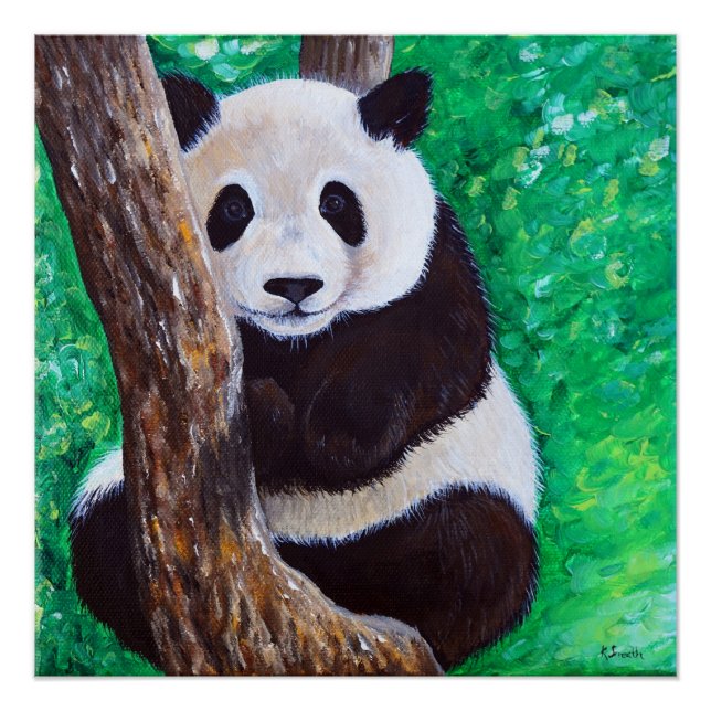 Panda in einer Baummalerei Poster (Vorderseite)