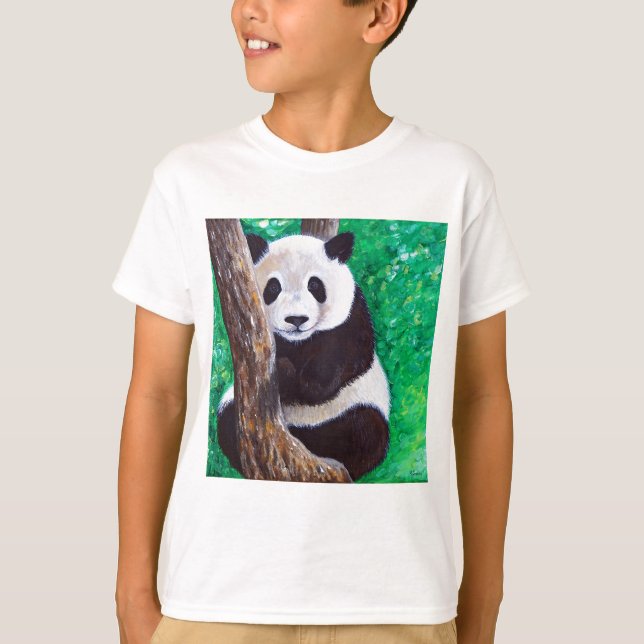 Panda in einer Baummalerei T-Shirt (Vorderseite)
