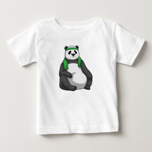 Panda in Fitness mit Handtuch Baby T-shirt (Vorderseite)