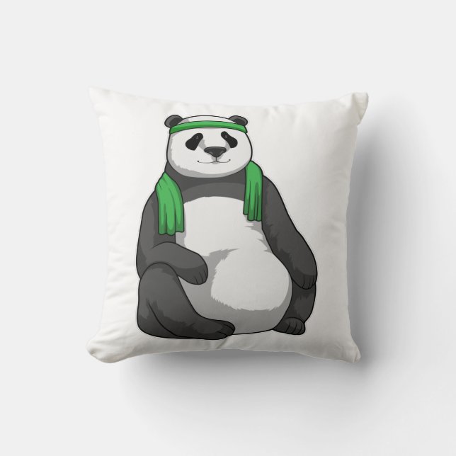 Panda in Fitness mit Handtuch Kissen (Vorderseite)