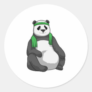 Panda in Fitness mit Handtuch Runder Aufkleber