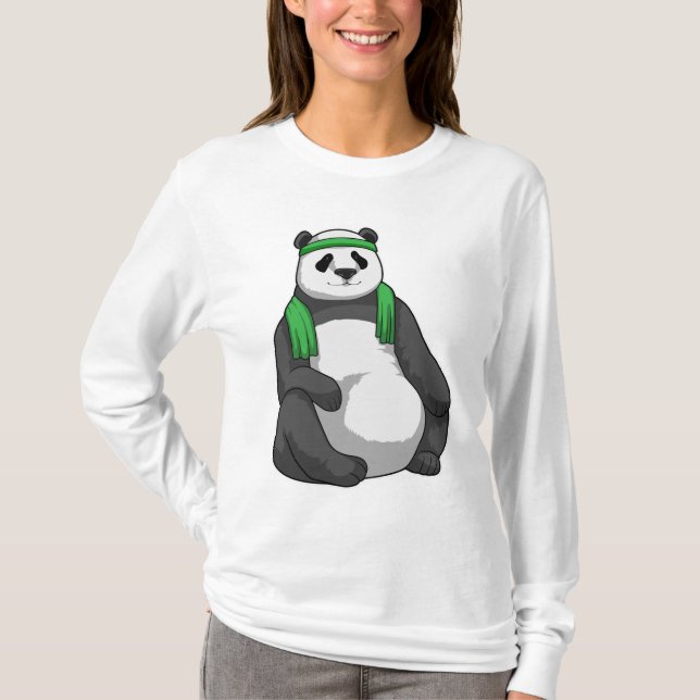 Panda in Fitness mit Handtuch T-Shirt (Vorderseite)
