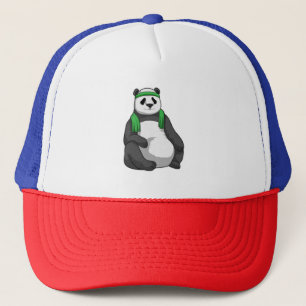 Panda in Fitness mit Handtuch Truckerkappe