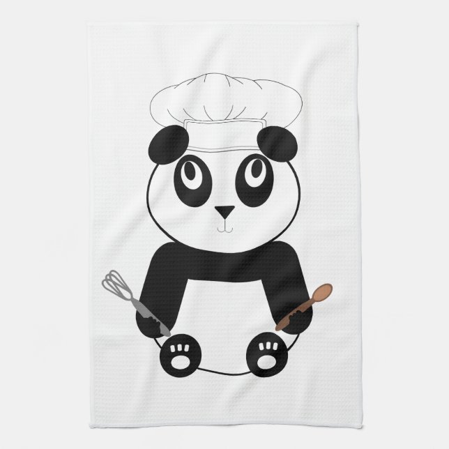 Panda in Koch hat Küchentuch (Vertikal)