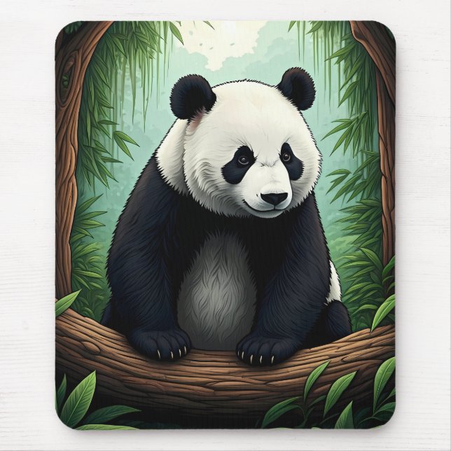Panda in Lush Greenery Mousepad (Vorne)