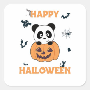 Panda in Pumpkin Sweet Pandas Happy Halloween Quadratischer Aufkleber