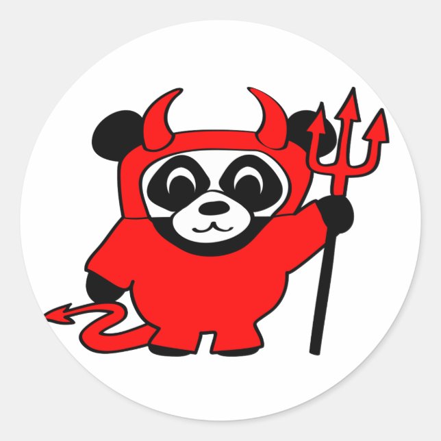 Panda in Red Devil Costume Runder Aufkleber (Vorderseite)