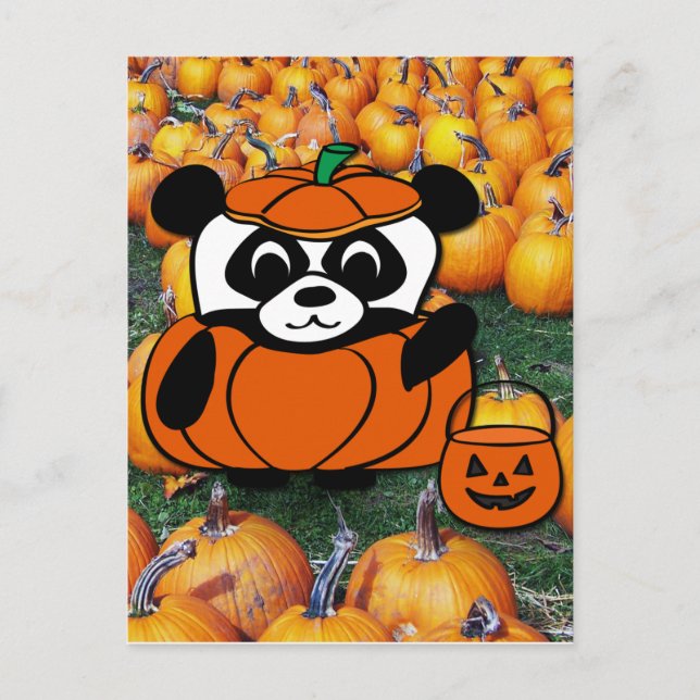 Panda in TeufelskKostüm im Spuk Maiskorn Postkarte (Vorderseite)