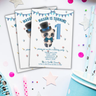 Panda in Top Hat - Einladung zum Personalisierten