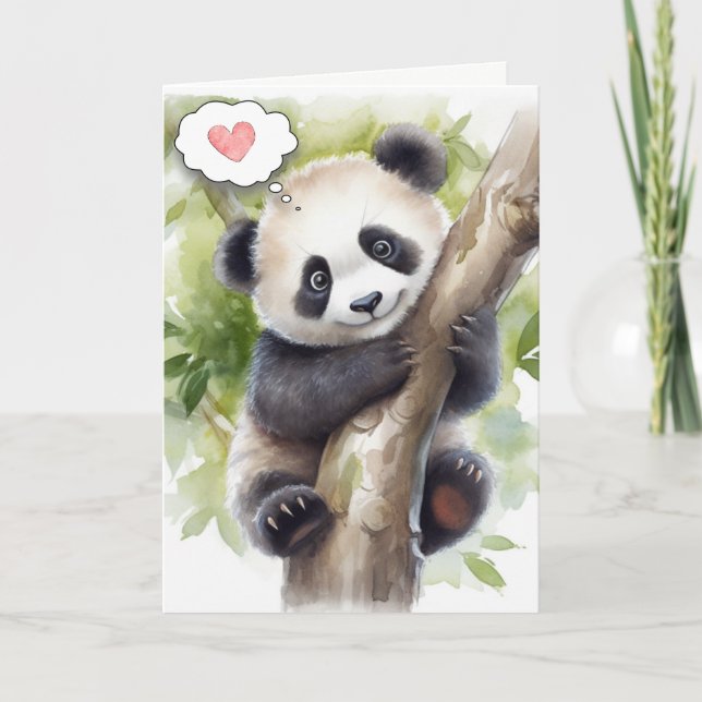 Panda in Tree Denken Sie an Sie Karte (Vorderseite)
