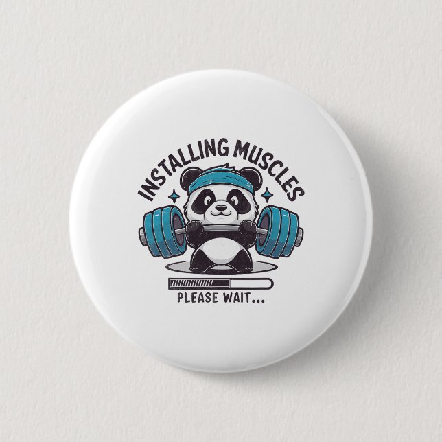 Panda installiert Muskeln Bitte warten Sie ab. Button (Vorderseite)