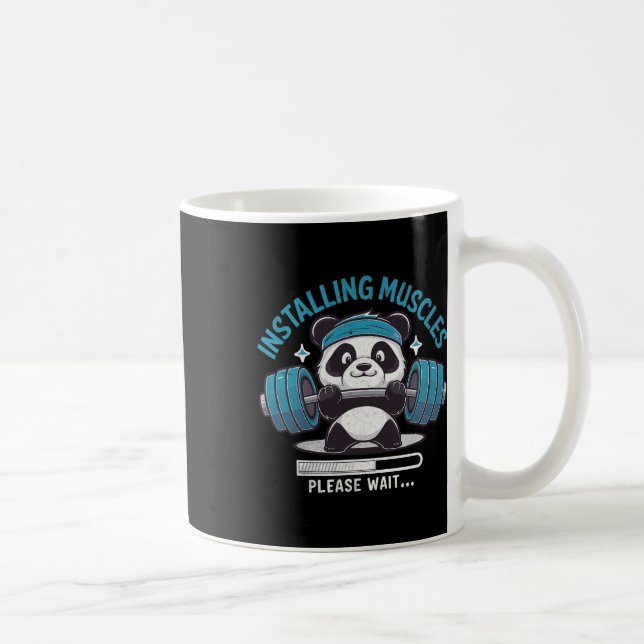 Panda installiert Muskeln Bitte warten Sie ab. Kaffeetasse (Rechts)