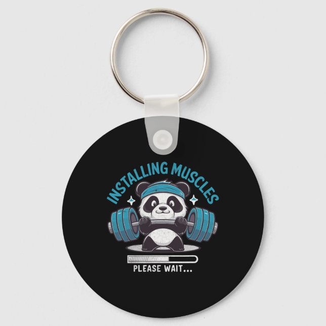 Panda installiert Muskeln Bitte warten Sie ab. Schlüsselanhänger (Vorderseite)