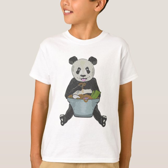 Panda isst eine Nudelschale T-Shirt (Vorderseite)