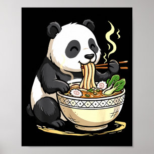 Panda isst lustige Ramen-Nudeln Poster