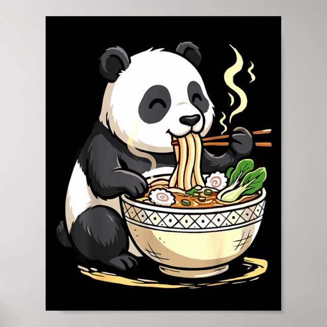 Panda isst lustige Ramen-Nudeln  Poster (Vorne)