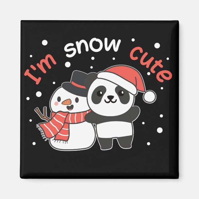 Panda Je suis Snow mignon Snowman Pun Magnet (Devant)