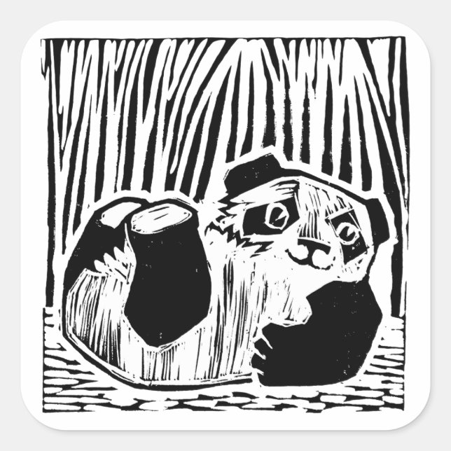 Panda Jouer Stickers Carré, Glossy (Devant)